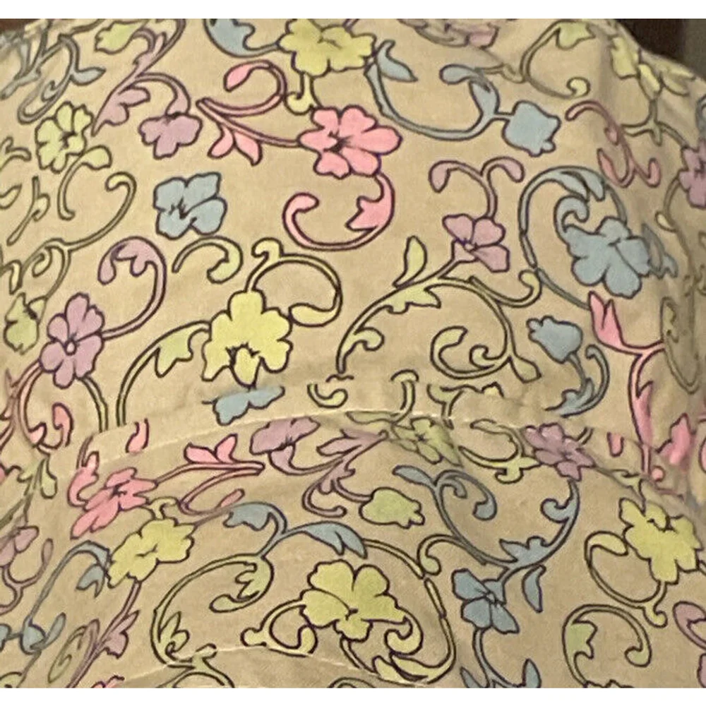 Pastel Floral Print Bucket Hat Medium Cotton‎ Reversible Coastal Beach Resort